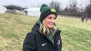 A disappointed Shalane Flanagan talks after Oregon women finish 5th at 2024 NCAA XC Champs