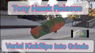 Sketchy Kickflip into Grind  Tony Hawk Reissue Varial Flip to 5050 Grind. Old School Skate #2024