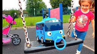 Little Bus in Real Life Going to the Playground / Slides and Swing