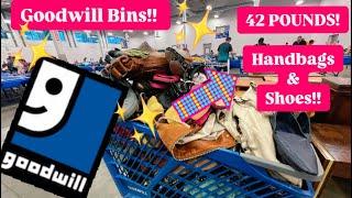 Let’s Go To GOODWILL BINS!! 42 Pounds of Shoes & Handbags!  Thrift With Me!! ++HAUL