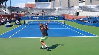 Alexander Zverev Practice Match vs Andrey Rublev Court Level View Tennis