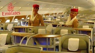 EMIRATES AIRBUS A380 Full Cabin Tour: FIRST, BUSINESS and ECONOMY Class + Bar, Shower!