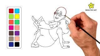 How to Draw Motu Patlu Easy Cartoon | Motu Patlu Drawing and Coloring | Line Drawing | Easy Drawing