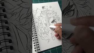 How to draw Rengoku Step by step! #shorts