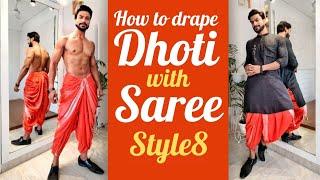 How to Drape Dhoti With Saree style 8