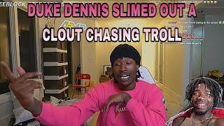 Flack0 Damenace Reacts To Duke Dennis Pressing A Clout Chasing Troll AT His Slamball Event!!!