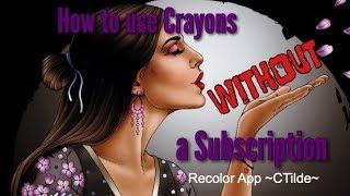 Talk Through: Using Crayons Without a Subscription on Recolor App for iPhone