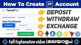 How to create Faucetpay Account || FP Fully Explained in Malayalam || Tech2earn