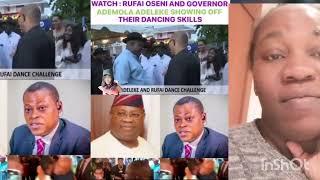 Rufai oseni and governor ademola adeleke showing off their dancing skills