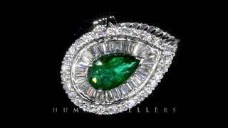 Pear Emerald with Zambian Emerald Ring