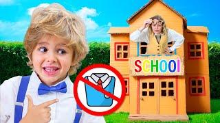 Eva and Friends Adventure in a Cardboard school for Kids