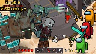 Minecraft Raid vs Among Us Zombie  Survival Mode - Animation