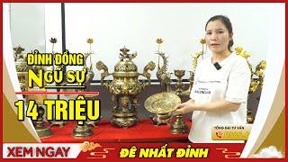 Bộ đỉnh đồng ngũ sự 65 nặng 39kg - Tặng mâm bồng bằng đồng