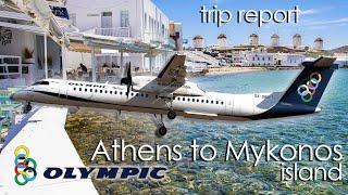 Flying during Covid-19 pandemic Athens to Mykonos island | Olympic Air | Dash 8 | Trip Report