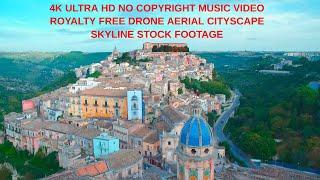 4K ULTRA HD NO COPYRIGHT MUSIC VIDEO ROYALTY FREE DRONE AERIAL CITYSCAPE SKYLINE STOCK FOOTAGE