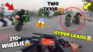 Zx10r Almost Crashed|| Crazy Race with Supebike On leans|| 210+ Wheelie