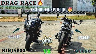 Gt650 vs Ninja500 - Drag Race/Race Till Their Potential/Close Calls/Result!?/@Track_Twister