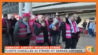 Hundreds of flights have been cancelled across Germany as airport workers stage a nationwide strike