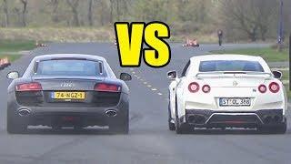 NISSAN GTR R35 vs AUDI R8 V10  DRAG RACE