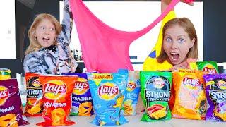 Папа УСТРОИЛ СЛАЙМ LAYS ЧЕЛЛЕНДЖ! Что ВНУТРИ У кого ЛУЧШИЙ СЛАЙМ? У Мамы или Миланы!