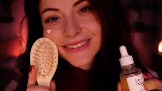 ASMR Affirmation positives  Attention personnelle, brossage de cheveux, huile, brushing