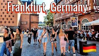Frankfurt city,Germany / beautiful girls vibrate the city with crazy scenes /Walking tour 4K