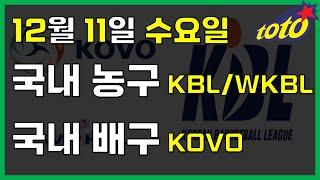 [국내 분석] 12월 11일 수요일 KBL WKBL KOVO 경기분석 #스포츠토토 #프로토 #승부식 #토토분석 #스포츠분석