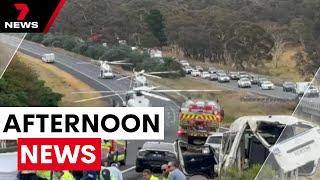 Hume Highway crash, Arrest over racecourse fire, Homicide investigation | 7NEWS