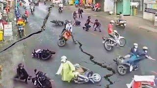 China is shaking! Roads cracked after a major earthquake in Hefei, residents shocked