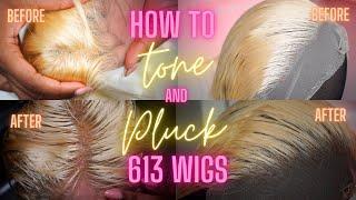 How To Tone 613 Knots Without Developer & How to Pluck 613 Frontal Wigs Ft. SHINING GIRL HAIR