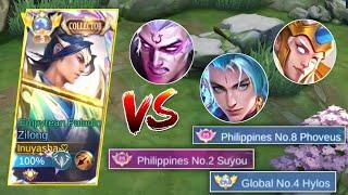 OMG!!! TATLONG TOP GLOBAL NA HERO LABAN SA ZILONG KO| NO DEATH CHALLENGE