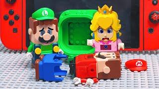 Lego Mario Bros enter the Nintendo Switch in Bowser's parkour to save Princess Peach! Mario Story