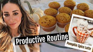 HOW TO BE PRODUCTIVE//PUMPKIN MUFFINS, PUMPKIN SPICE LATTE (dairy free)