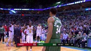 Giannis Antetokounmpo Flagrant-1 Foul on John Collins | Hawks vs Bucks | 2017-18 NBA Season