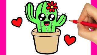 HOW TO DRAW A CUTE CACTUS EASY STEP BY STEP - DRAWING A CACTUS KAWAII