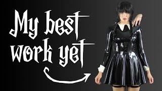 I made a latex skater dress for Halloween - Wednesday Addams costume