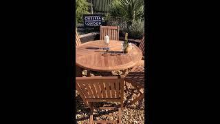 TEAK GARDEN FURNITURE FOLDING TABLE WITH FOLDING CHAIRS