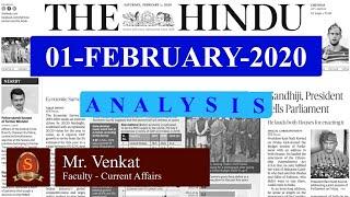 The Hindu Daily News Analysis | 01st February 2020 | Current Affairs -  UPSC Mains - Prelims 2020