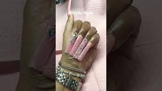  How To Do Nail art, Acrylic nails Acrylic Nails With Bling #nailart #101