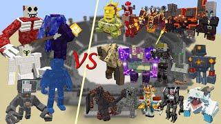 Various bosses addition mobs VS random mobs battle royale!  Minecraft mob battle! Part1