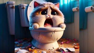 THE CAT LOVED PLAYING WITH THE SKIBIDI TOILET AND BROKE THE TOILET #cat #funny #cute #sad #cats