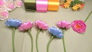 DIY| How To Make satin Ribbon Flower | flower Bouquet #satinribbonflowers