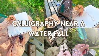 Doing Arabic Calligraphy near a Water fall | A relaxing vlog