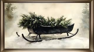 Vintage Christmas Sleigh TV Art | Beautiful Festive Painting For Your TV Screen 