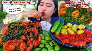 RAOS PISAN⁉️ OSENG TERASI UDANG PAKIS LALAPAN MENTAH JENGKOL MUDA PETE SAMBAL TERASI