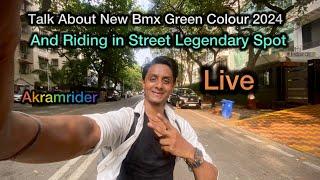 Happy To New Bmx Green Colour 2024 And Riding in StreetSpots Live: Akram Bmx Rider #bmxstreet