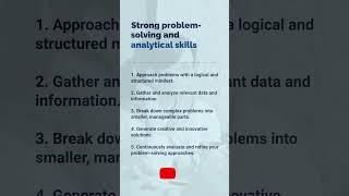Strong problem solving and analytical skills