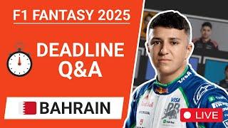 F1 Fantasy: Deadline Q&A Live Stream for the Bahrain GP 2025 | The Fantasy Formula