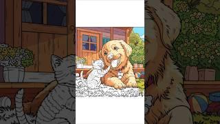 Watch this Dog & Cat Come to life in 10 seconds | Happy color #shorts