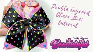 Cheer Bow Tutorial 4cm ribbon. How to make hair bows. DIY hair bows tutorial   laços de fita: